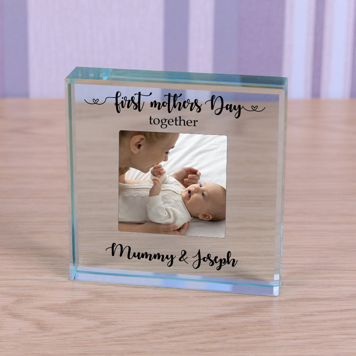First Mothers Day Together Photo Glass Block