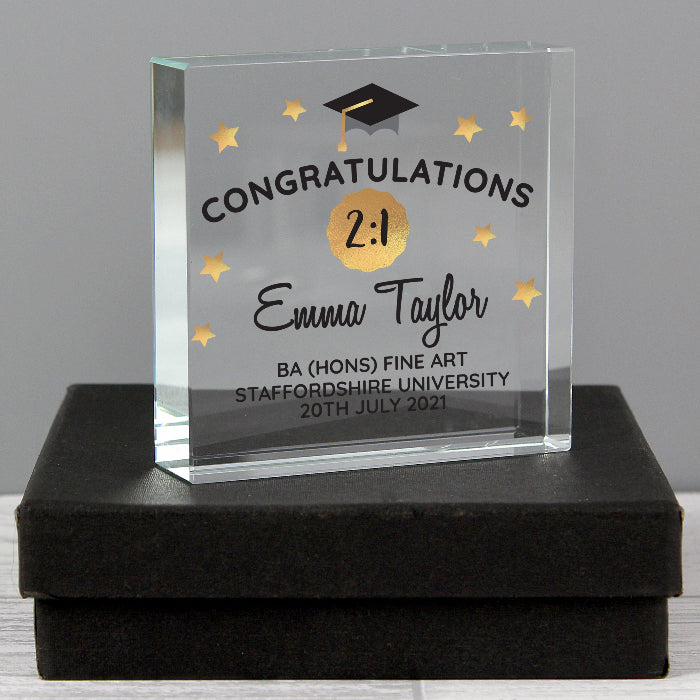 Personalised Congratulations Graduation Crystal Glass Gift Plaque