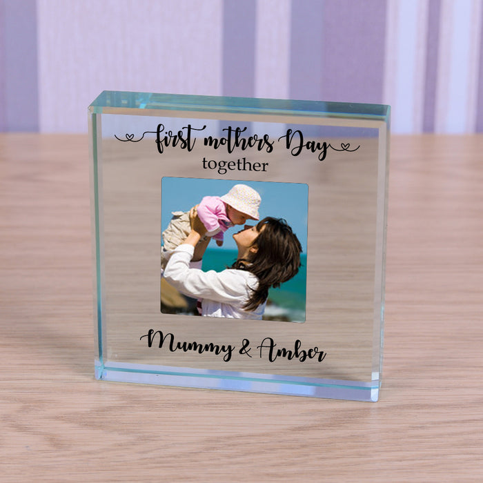 First Mothers Day Together Photo Glass Block
