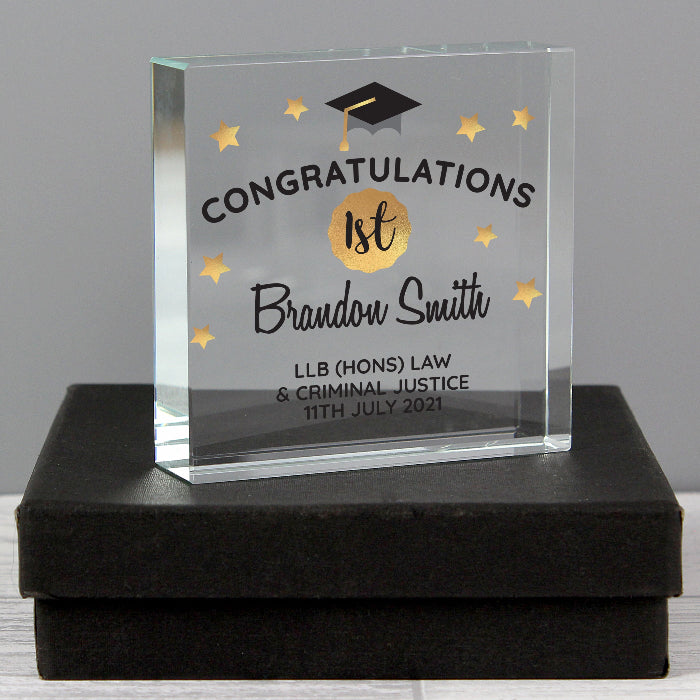 Personalised Congratulations Graduation Crystal Glass Gift Plaque