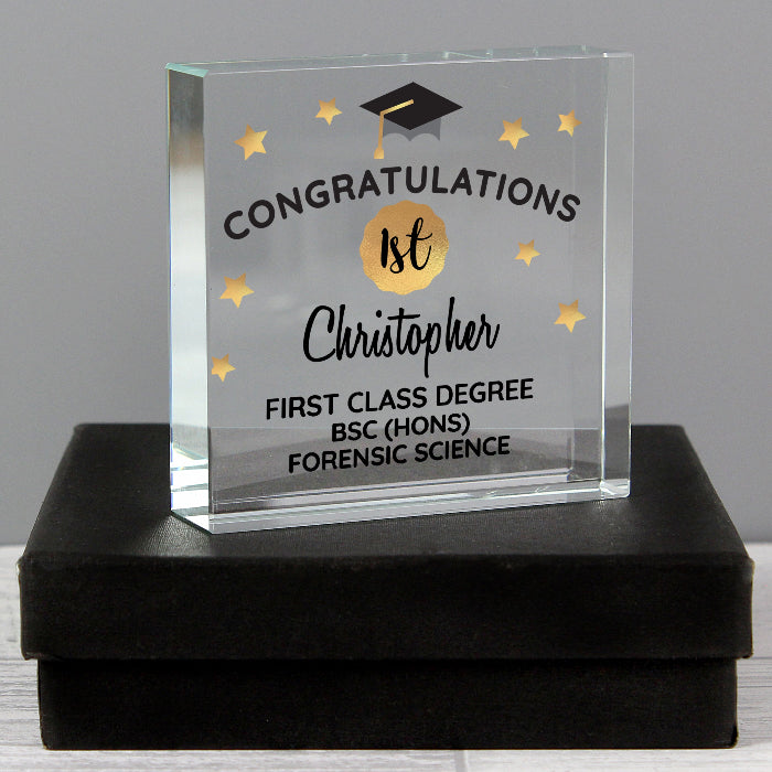 Personalised Congratulations Graduation Crystal Glass Gift Plaque