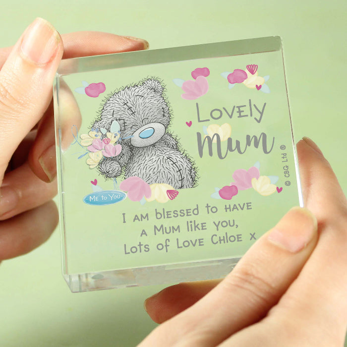 Personalised Me to You Lovely Mum Crystal Glass Gift Plaque
