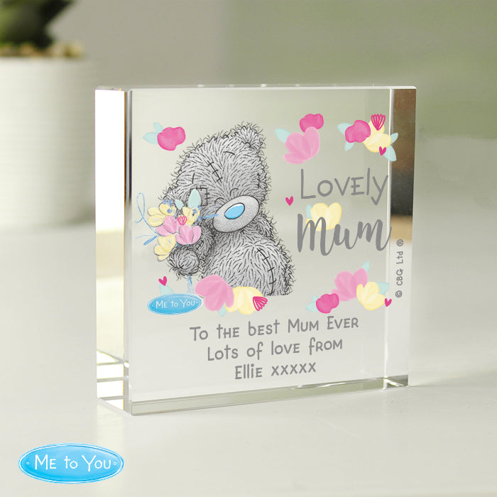 Personalised Me to You Lovely Mum Crystal Glass Gift Plaque