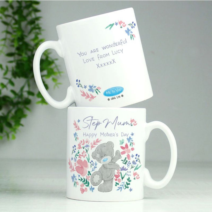 Personalised Me To You Step Mum Pastel Floral Mug