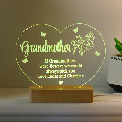 Personalised Floral Heart Mother’s Day LED Light Gift
