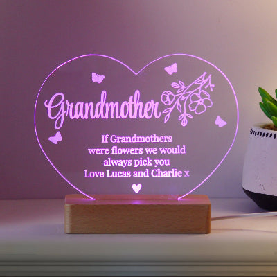 Personalised Floral Heart Mother’s Day LED Light Gift