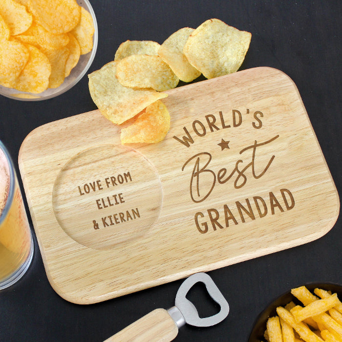 Engraved World's Best Grandad Drink & Snack Board