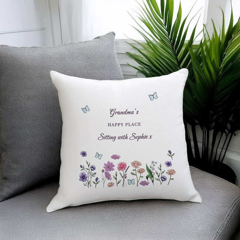 Personalised Wild Flowers Cushion - Any Text