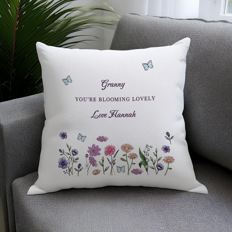 Personalised Wild Flowers Cushion - Any Text