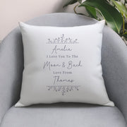 Personalised Grey Floral Cushion - Any Text