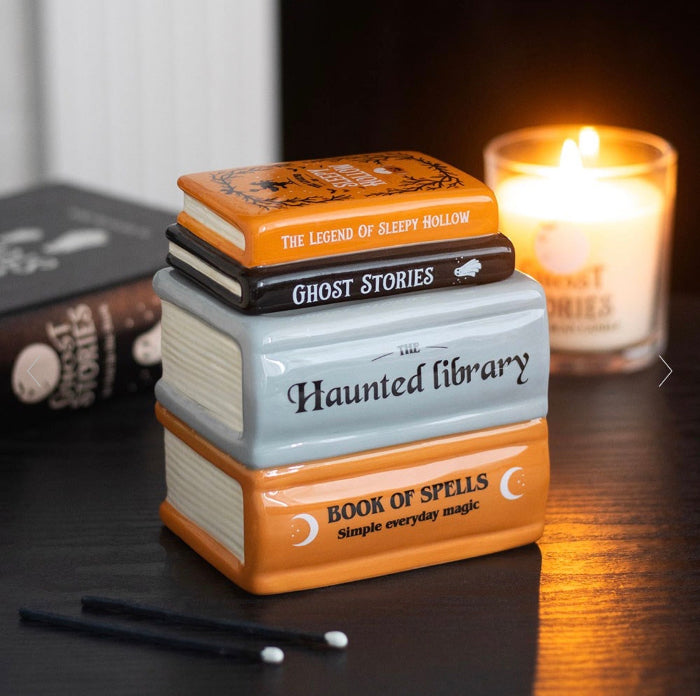 Halloween Haunted Library Book Stack Oil Burner & Wax Melt Warmer