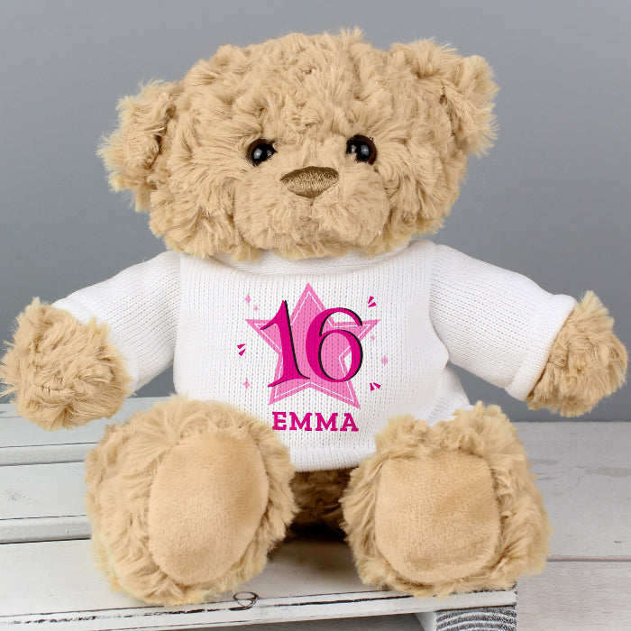 Personalised 16th Birthday Teddy Bear - Pink