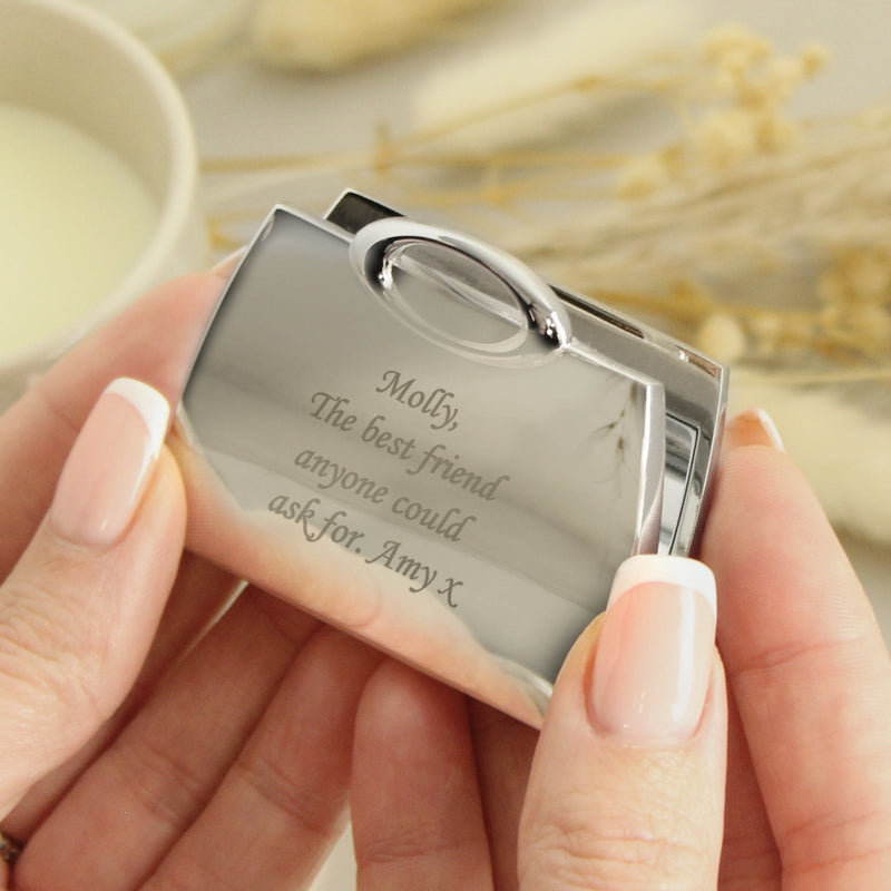 Engraved Any Text Handbag Compact Mirror