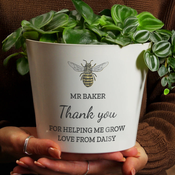 Personalised Bee Teacher Large Plant Pot Gift
