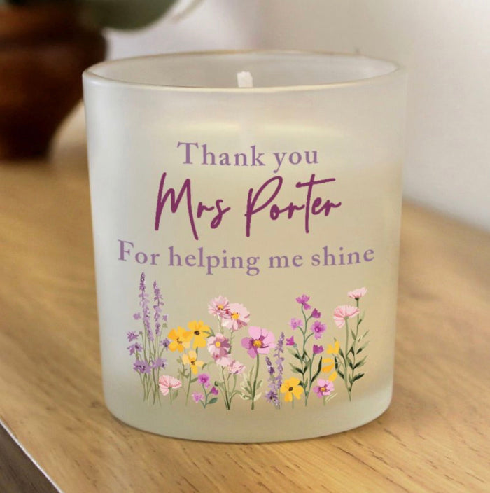 Personalised Teacher Jar Candle Gift - Wild Flower