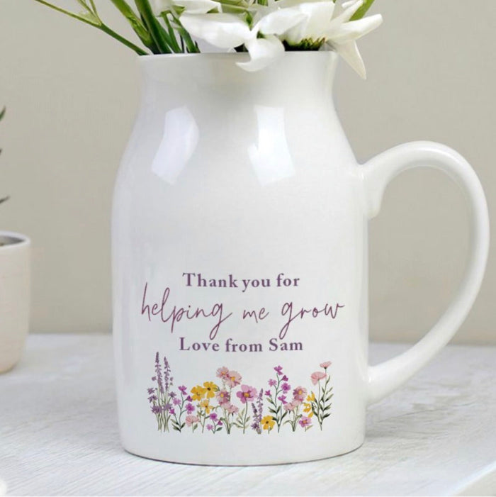 Personalised Teacher Jug Vase Gift - Wild Flower
