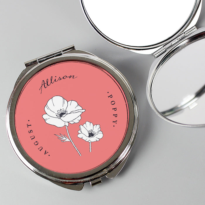 Personalised Birth Month Flower Compact Mirror