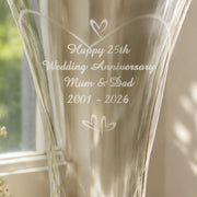 Engraved Diamante Crystal Vase - Little Hearts - Wedding Anniversary Gift