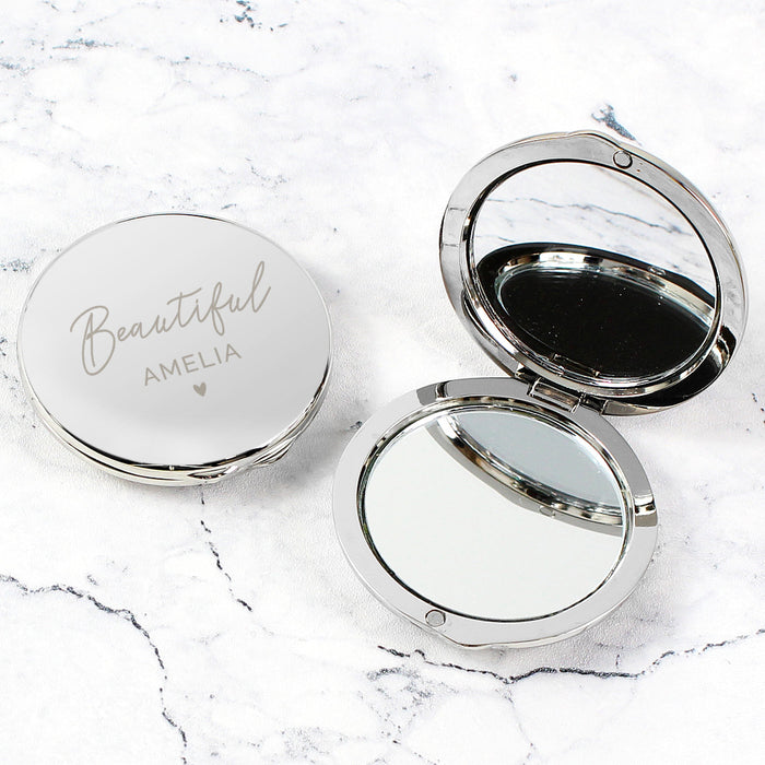 Engraved Heart Design Compact Mirror