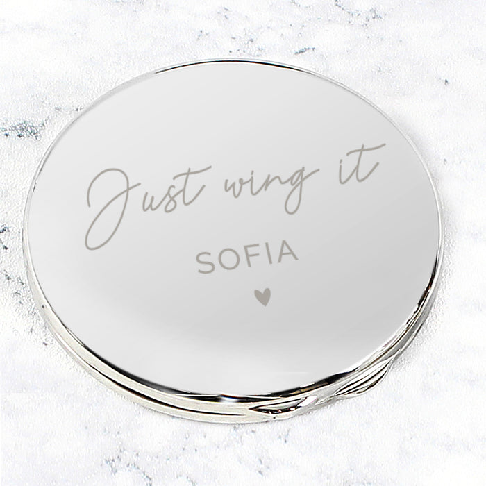 Engraved Heart Design Compact Mirror