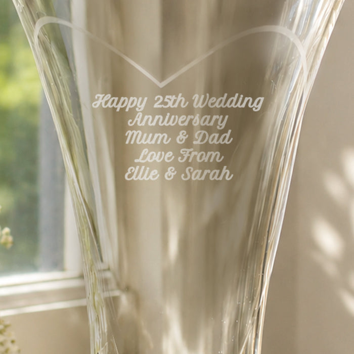 Engraved Diamante Crystal Heart Vase