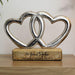 Personalised 50th Anniversary Double Heart Wooden Ornament Gift