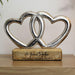 Personalised 65th Anniversary Double Heart Wooden Ornament Gift