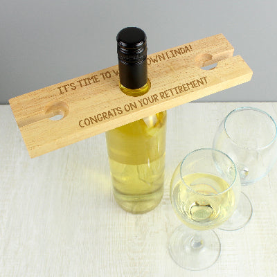 Retirement Wine Glass & Bottle Holder Gift - Any Text