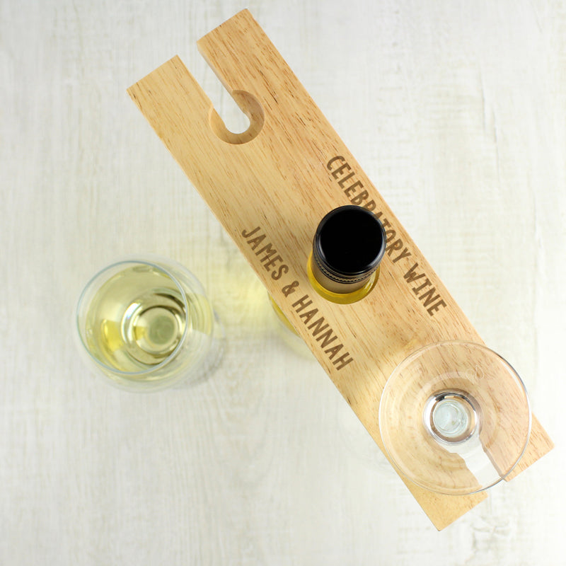 Engraved Free Text Wine Glasses & Bottle Holder