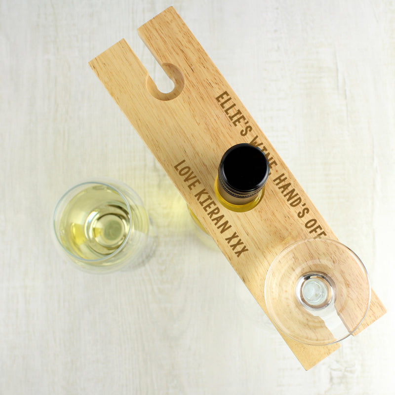 Engraved Free Text Wine Glasses & Bottle Holder