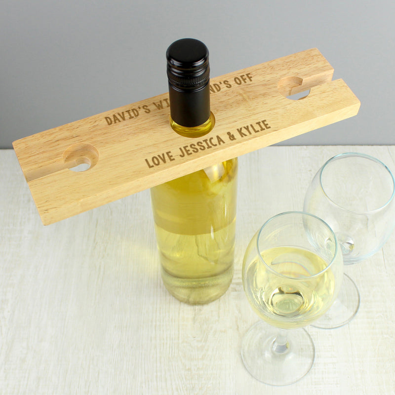 Engraved Free Text Wine Glasses & Bottle Holder