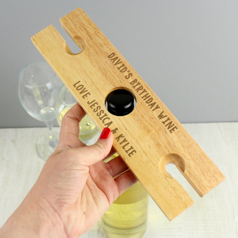 Engraved Free Text Wine Glasses & Bottle Holder