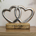 Personalised 4th Anniversary Double Heart Wooden Ornament Gift