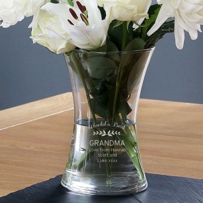 Engraved World’s Best Grandma Waisted Vase