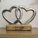 Personalised 8th Anniversary Double Heart Wooden Ornament Gift