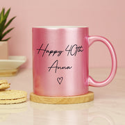 Personalised Pink Glitter Heart Mug