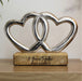 Personalised 17th Anniversary Double Heart Wooden Ornament Gift