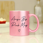 Personalised Pink Glitter Heart Mug