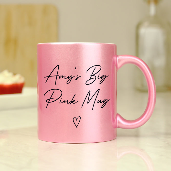 Personalised Pink Glitter Heart Mug