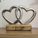 Personalised 20th Anniversary Double Heart Wooden Ornament Gift