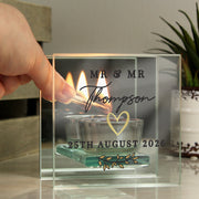 Personalised Wedding Mirrored Glass Tealight Holder