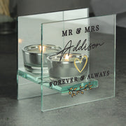 Personalised Wedding Mirrored Glass Tealight Holder