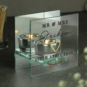 Personalised Wedding Mirrored Glass Tealight Holder