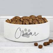 Personalised Grey Paw Print Name Medium Dog Bowl - 15cm