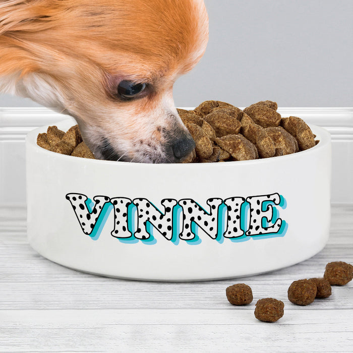 Personalised Blue Spots Name Medium Dog Bowl - 15cm
