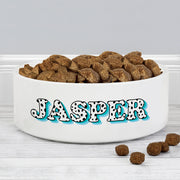 Personalised Blue Spots Name Medium Dog Bowl - 15cm
