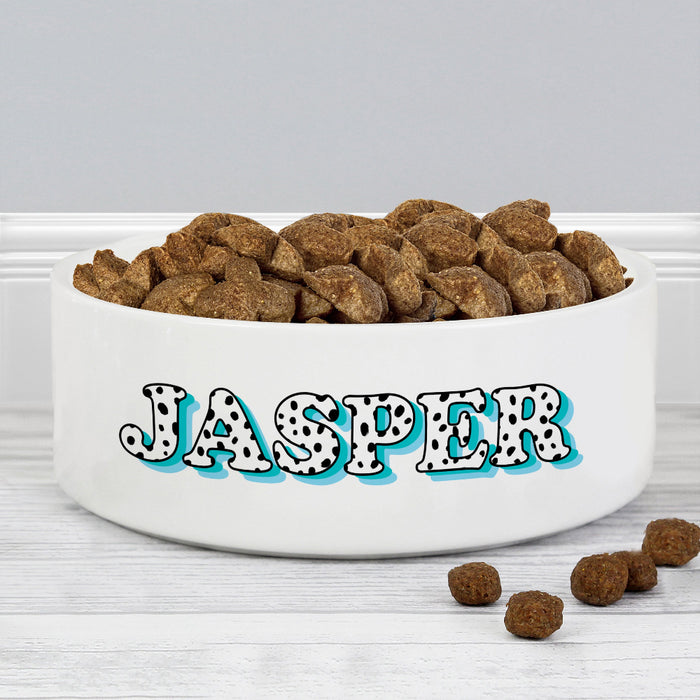 Personalised Blue Spots Name Medium Dog Bowl - 15cm