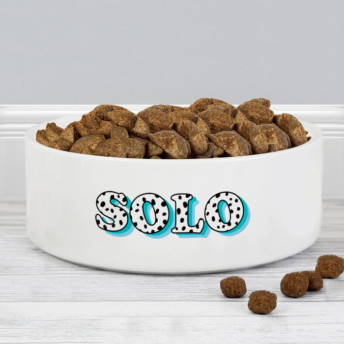 Personalised Blue Spots Name Medium Dog Bowl - 15cm