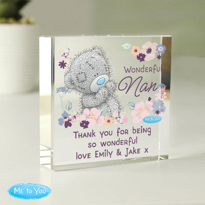 Personalised Me to You Wonderful Nan Glass Block Gift