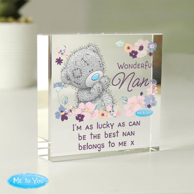 Personalised Me to You Wonderful Nan Glass Block Gift